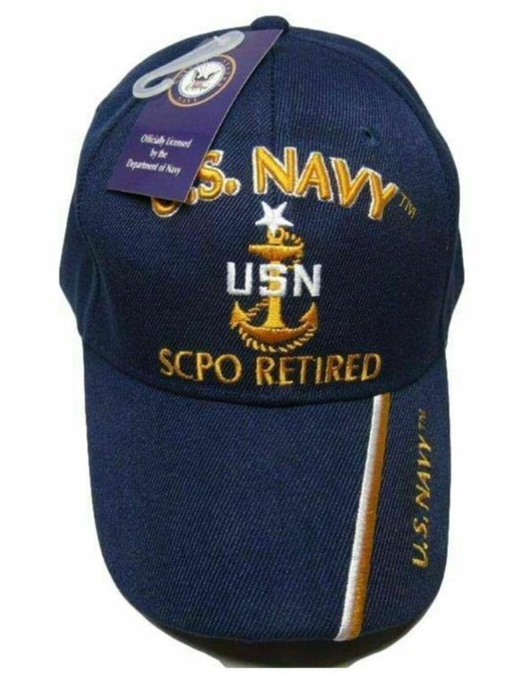 US Navy SCPO Retired Senior Chief Anchor Embroidered Blue Acrylic Hat Cap Vetera